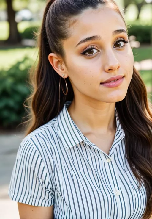Striking Stripes on Pleated Skirt